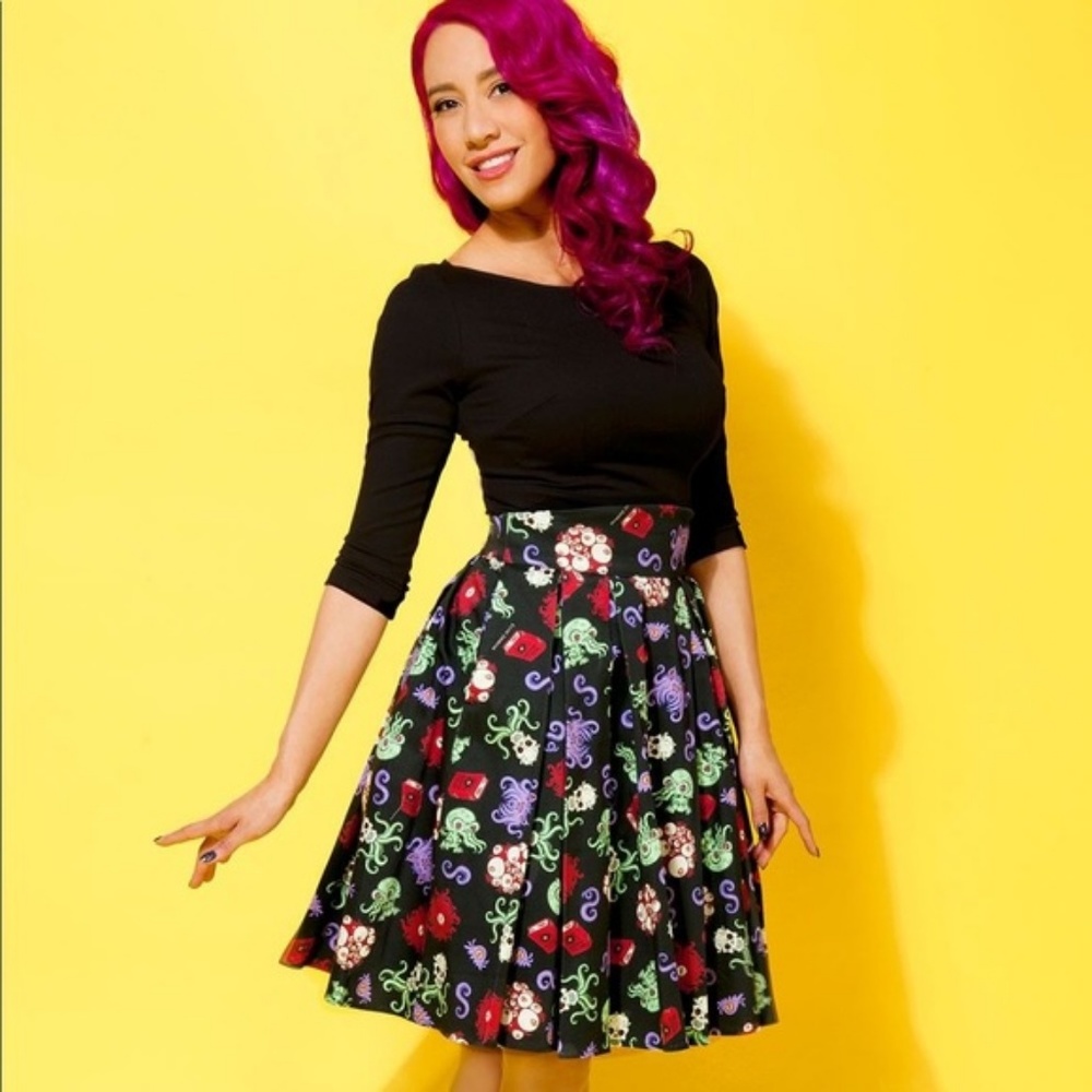 Pinup Couture Little Jun Skirt with Baby Cthulhu Print